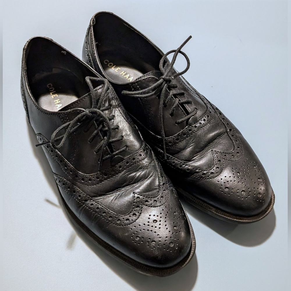 Cole Haan men's black oxford wingtip, 8.5